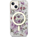 Kryt Guess FLOWER MagSafe iPhone 14 - transparentní