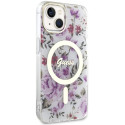 Kryt Guess FLOWER MagSafe iPhone 14 - transparentní