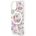 Kryt Guess FLOWER MagSafe iPhone 14 - transparentní