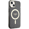 Kryt Guess Glitter Gold MagSafe iPhone 14 - černý