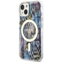 Kryt Guess Leopard MagSafe iPhone 14 - modrý