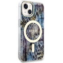 Kryt Guess Leopard MagSafe iPhone 14 - modrý