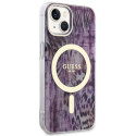 Kryt GUESS Leopard MagSafe pro iPhone 14 - růžový