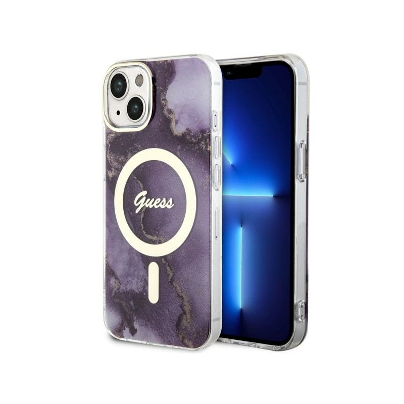 Kryt Guess GUHMP14SHTMRSU pro iPhone 14 - purple/purple hardcase Golden Marble MagSafe