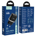 HOCO N4 Aspiring Duální cestovní nabíječka 2x USB 2,4A/12W, černá