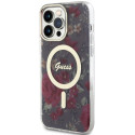 Kryt Guess Flower MagSafe iPhone 14 Pro Max - zelená/khaki