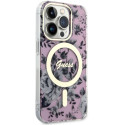 Kryt Guess Flower MagSafe iPhone 14 Pro Max - růžová