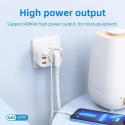 HOCO NS3 Multifunkční zásuvka Schuko 230V s 2x USB a USB-C PD, bílá