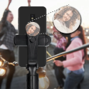 AG PREMIUM XT-09S Selfie teleskopická tyč se stativem, Bluetooth a zrcátkem, délka 24-64cm, černá