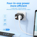 HOCO NS3 Multifunkční zásuvka Schuko 230V s 2x USB a USB-C PD, bílá