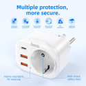 HOCO NS3 Multifunkční zásuvka Schuko 230V s 2x USB a USB-C PD, bílá