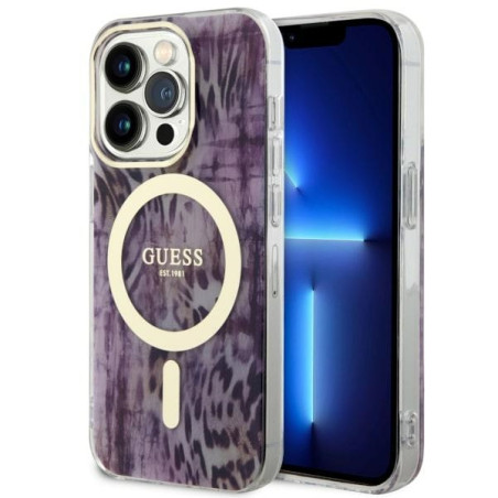 Kryt Guess Leopard MagSafe iPhone 14 Pro Max - růžová