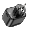 HOCO NS3 Multifunkční zásuvka Schuko 230V s 2x USB a USB-C PD, černá