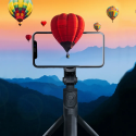AG PREMIUM XT-09S Selfie teleskopická tyč se stativem, Bluetooth a zrcátkem, délka 24-64cm, černá