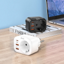 HOCO NS3 Multifunkční zásuvka Schuko 230V s 2x USB a USB-C PD, černá