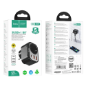 HOCO NS3 Multifunkční zásuvka Schuko 230V s 2x USB a USB-C PD, černá