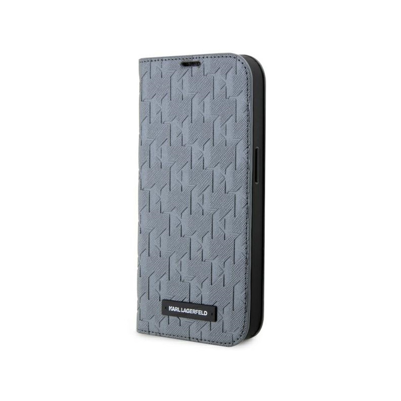 Kryt Karl Lagerfeld KLBKP14LSAKLHPG pro iPhone 14 Pro - stříbrná/silver Saffiano Monogram