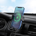 HOCO S35 Inteligentní držák do automobilu 2v1 s bezdrátovým nabíjením 15W, černý