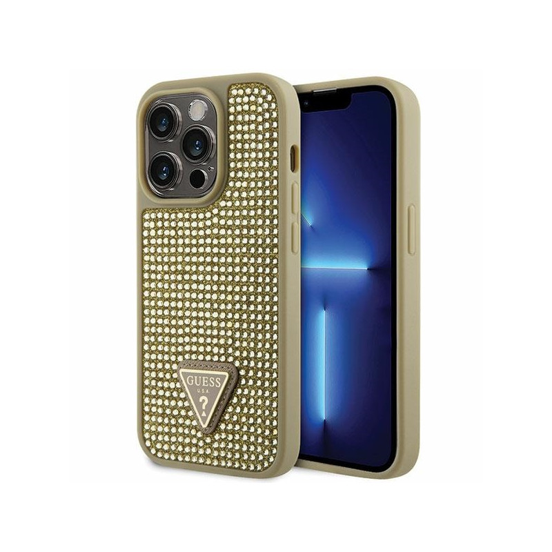 Kryt Guess GUHCP14LHDGTPD pro iPhone 14 Pro - zlatá/zlatá hardcase s kamínky (Triangle)