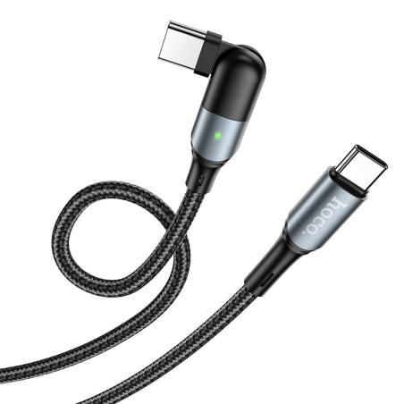 HOCO U100 Opletený datový a nabíjecí kabel USB-C/USB-C PD 100W s otočným konektorem, délka 1,5m, černý