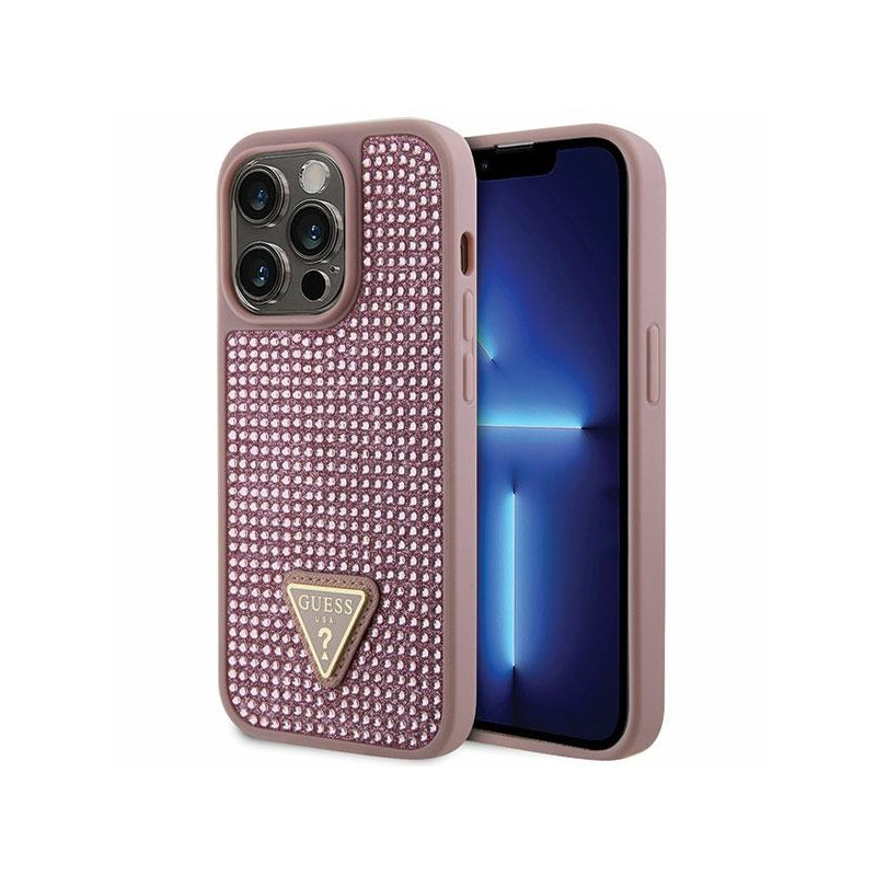 Kryt Guess GUHCP14LHDGTPP pro iPhone 14 Pro - pink/pink hardcase Rhinestone Triangle