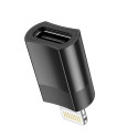 HOCO UA17 Kovová redukce z USB-C/Lightning s podporou datového přenosu, černá