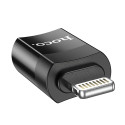 HOCO UA17 Kovová redukce z USB-C/Lightning s podporou datového přenosu, černá