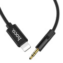 HOCO UPA13 Kabel audio Jack 3,5/Lightning s opleteným kabelem, černý