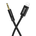 HOCO UPA13 Kabel audio Jack 3,5/Lightning s opleteným kabelem, černý