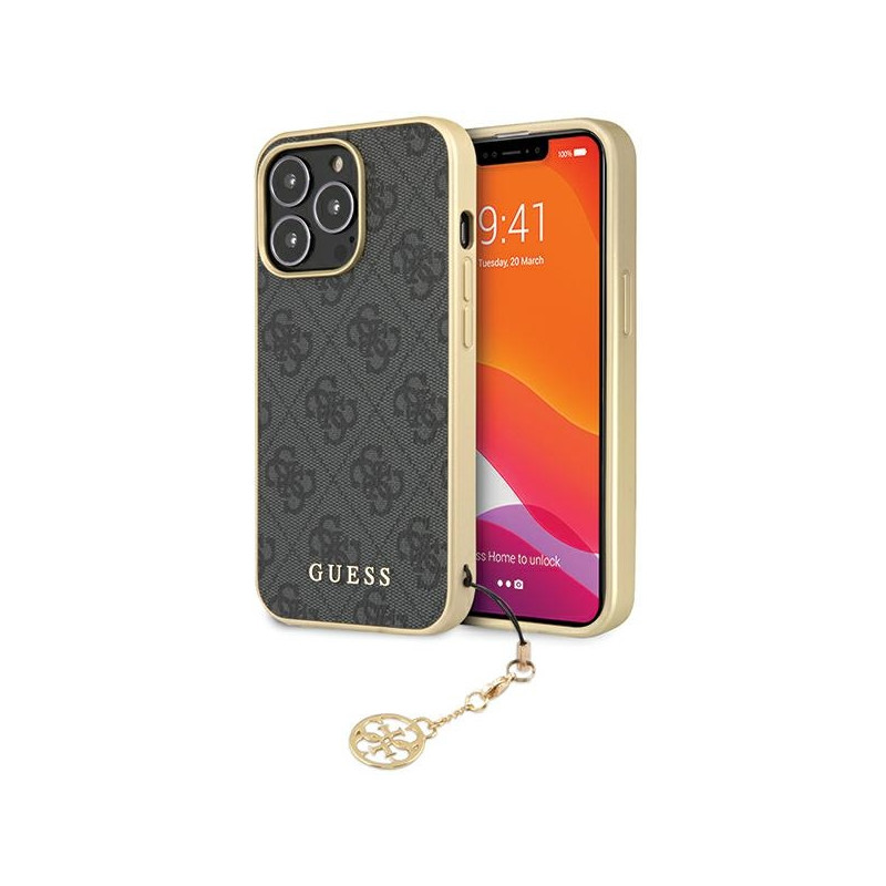 Kryt Guess 4G CHARMS COLLECTION pro iPhone 14 Pro - šedý