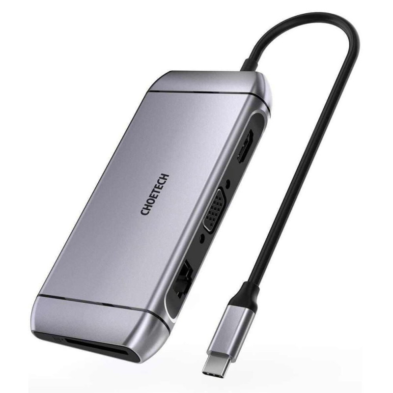 Choetech 9in1 multifunctional USB Type C HUB - 3x USB 3.2 Gen 1 / SD and TF memory card reader / HDMI 4K 30Hz / VGA Full HD
