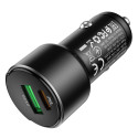 HOCO Z42 Duální autonabíječka USB+USB-C PD a LCD displejem s výkonem 20W, černá