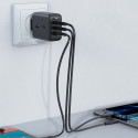 Acefast 2in1 wall charger 2x USB-C / USB-A 65W, PD, QC 3.0, AFC, FCP (set with USB-C 1.2m cable) black (A13 black)