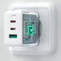Acefast 2in1 wall charger 2x USB-C / USB-A 65W, PD, QC 3.0, AFC, FCP (set with USB-C 1.2m cable) white (A13 white)