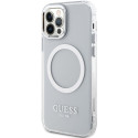 Kryt Guess METAL OUTLINE MagSafe pro iPhone 12/12 Pro stříbrná