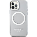 Kryt Guess METAL OUTLINE MagSafe pro iPhone 12/12 Pro stříbrná