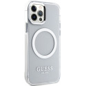 Kryt Guess METAL OUTLINE MagSafe pro iPhone 12/12 Pro stříbrná