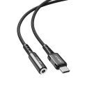 Audio kabel Acefast USB Type C - 3,5mm mini jack (F) 18 cm, DAC, AUX (C1-07) - černý