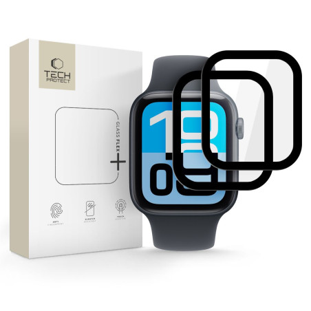Hybridní ochranné sklo Tech-Protect Glass Flex+ (2 ks) pro Apple Watch 4 / 5 / 6 / SE 1 / 2 / 3 (44 mm) – černé