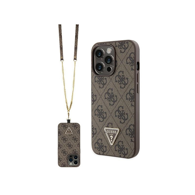 Kryt Guess GUHCP13LP4TDSCPW pro iPhone 13 Pro - hnědý křížený crossbody