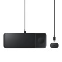 Bezdrátová nabíječka Samsung Trio EP-P6300TBEGEU 3v1 pro telefon / Galaxy Watch / Buds + nabíječka do sítě + kabel - černá