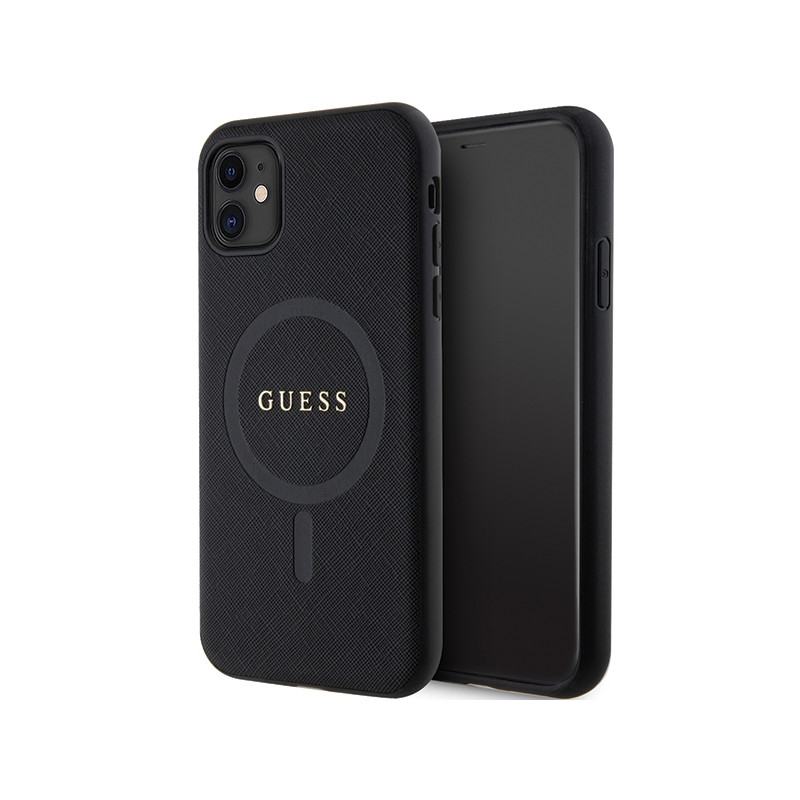 Kryt Guess GUHMN61PSAHMCK pro iPhone 11/Xr - černý saffiano MagSafe
