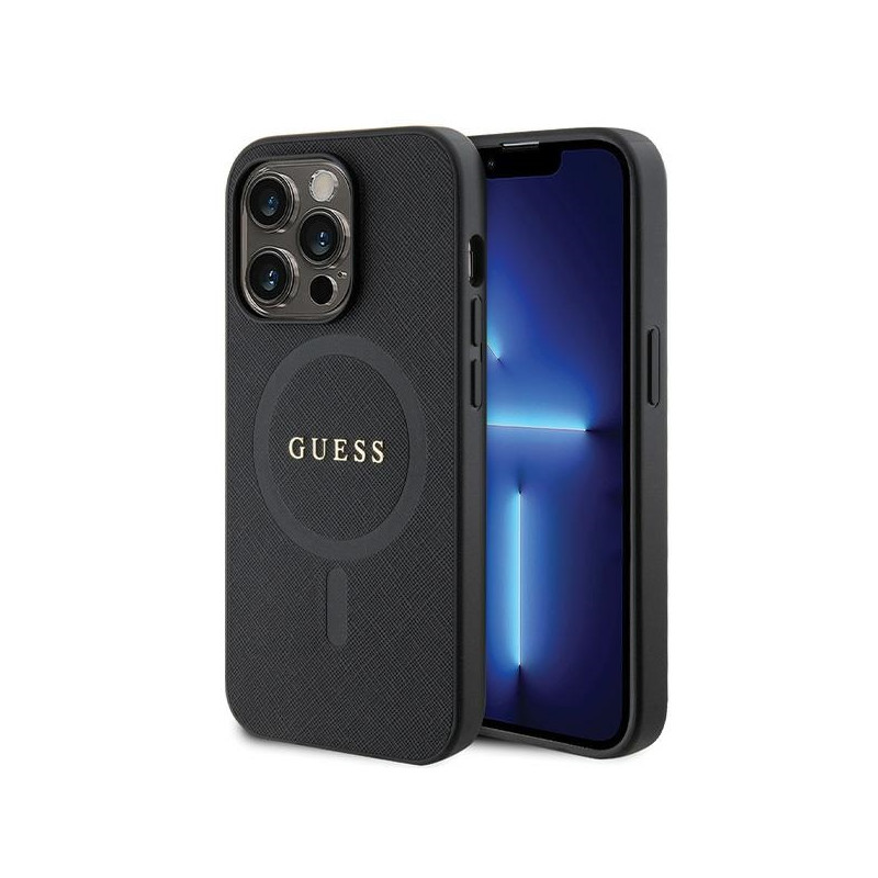 Kryt Guess GUHMP14LPSAHMCK pro iPhone 14 Pro - černý (Saffiano MagSafe)