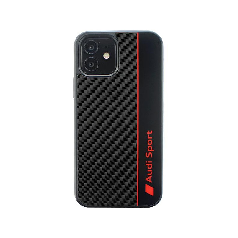 Kryt Audi CARBON FIBER STRIPE pro iPhone 11/XR - černá/černá