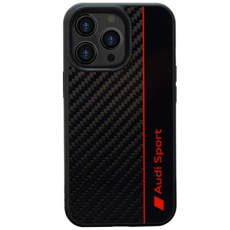Kryt Audi CARBON FIBER STRIPE pro iPhone 13 Pro - černá/černá