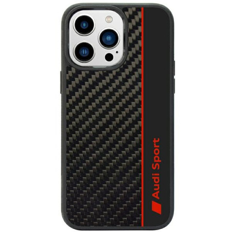 Kryt Audi Carbon Fiber Stripe pro iPhone 14 Pro černá