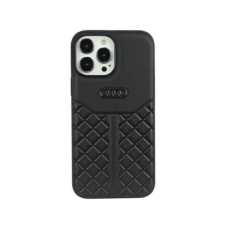 Kryt Audi Genuine Leather pro iPhone 13 Pro Max - černý/černý