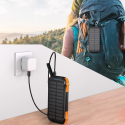 CHOETECH B659 Solární Powerbanka 10.000mAh s bezdrátovým nabíjením, 2x USB a svítilnou, černo-oranžová