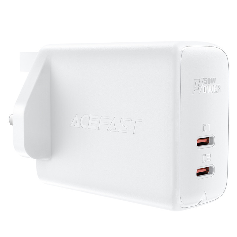 Acefast GaN charger (UK plug) 2x USB Type C 50W, Power Delivery, PPS, Q3 3.0, AFC, FCP (A32 UK)