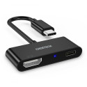CHOETECH HUB-M03 Miniaturní hub 2v1 (HDMI 4K/60Hz, USB-C PD 60W), černý